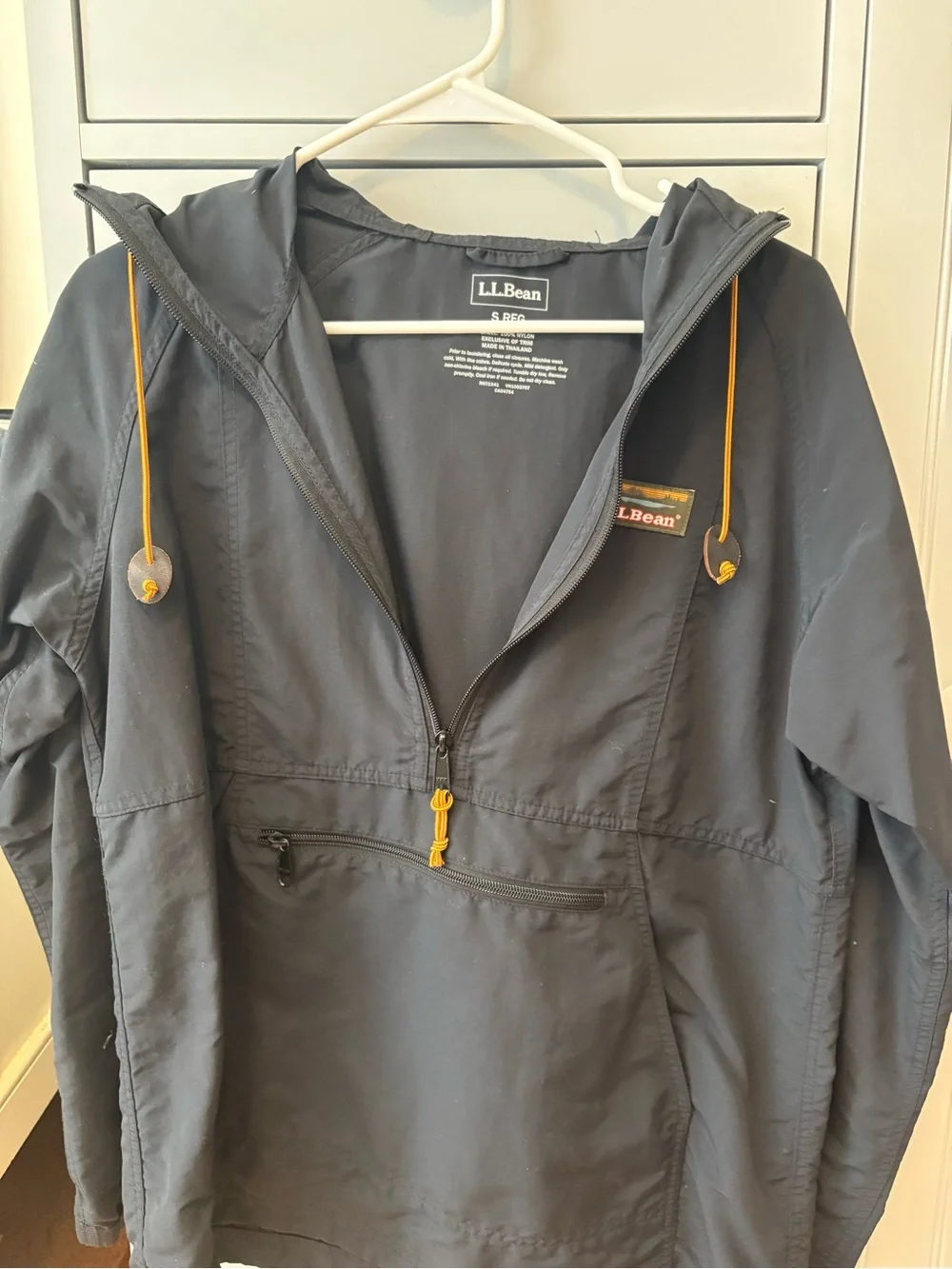 L.L. Bean Men's Black Jacket with Orange Drawcords